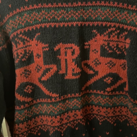 Rare Polo Ralph Lauren Vintage '90's Cotton Knit Reindeer holiday Sweater Sz S - Picture 3 of 7